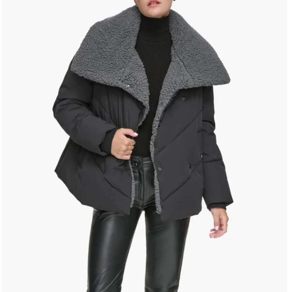 Andrew Marc Valencia Water Resistant Faux Shearling Lined Puffer Jacket - Picture 2 of 7
